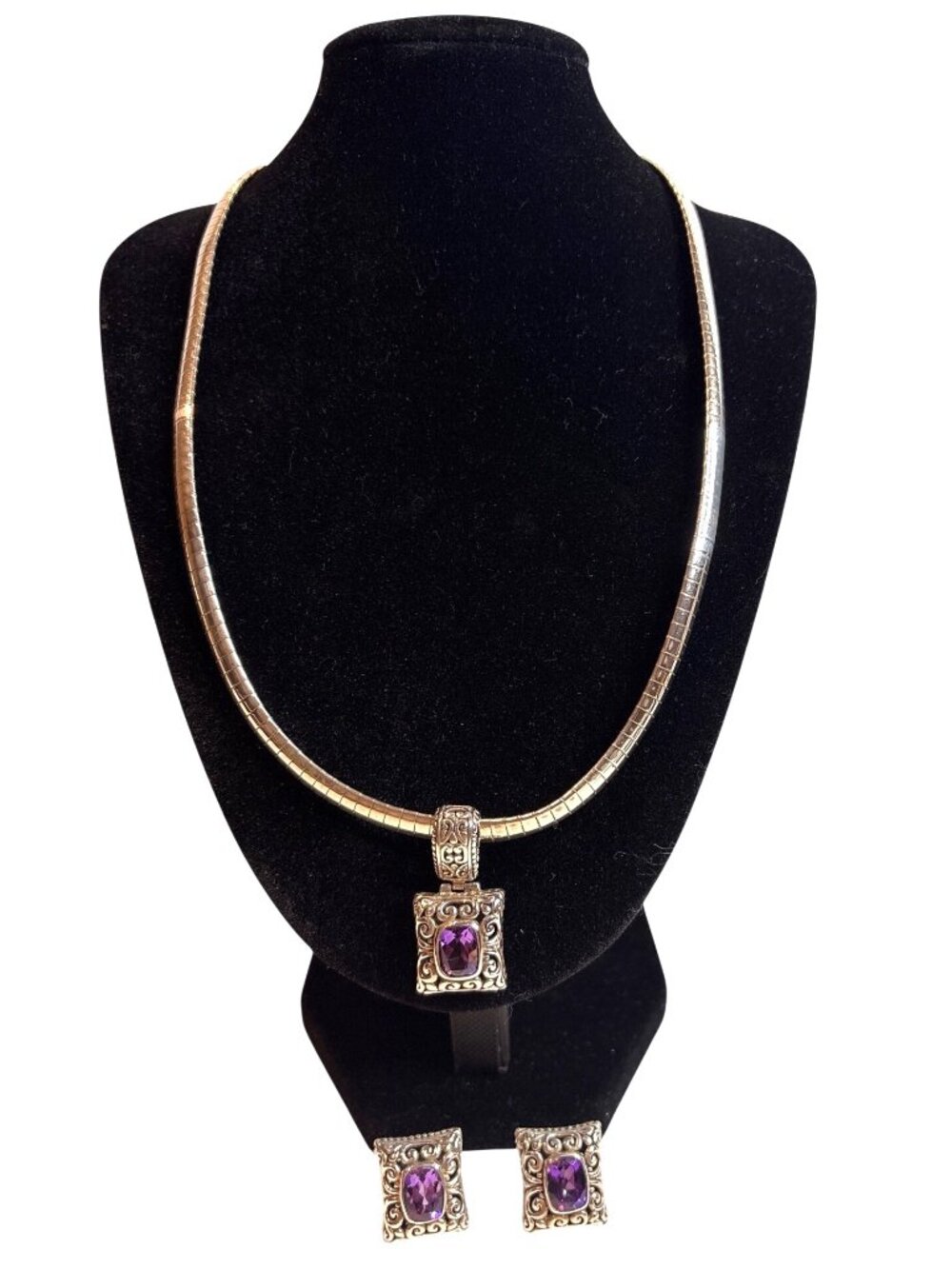 Sterling Silver 925 Necklace Italy OMEGA 18” & sterling silver pendant & earring